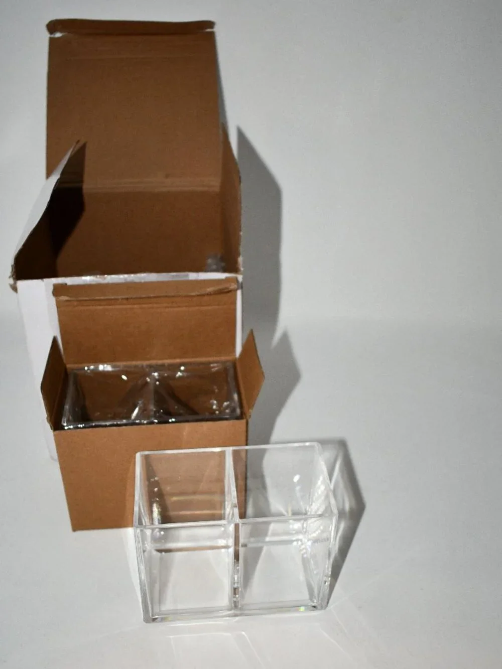 Gejoy Acrylic Pen Pencil Holder, Clear, 2 Compartment Desk Organizer, 2 Pack, NW